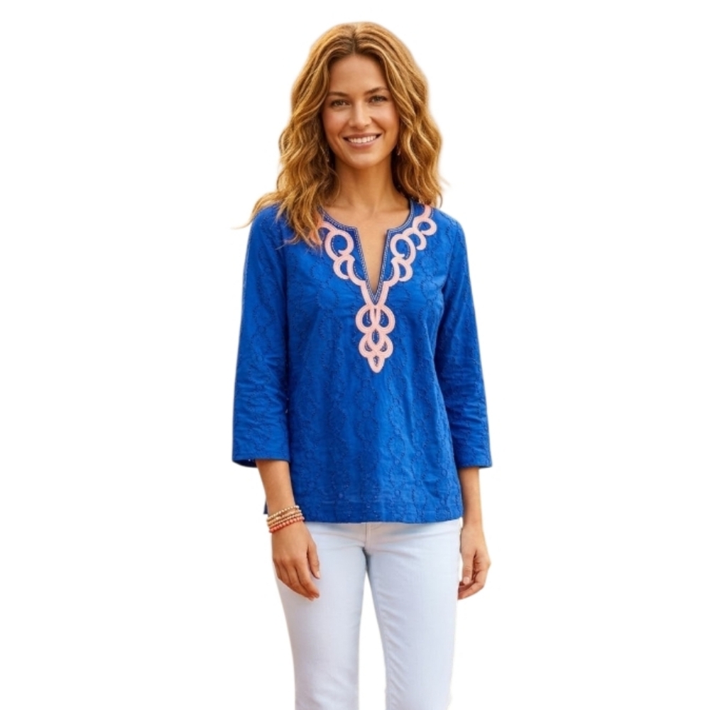 NWT‎ Lilly Pulitzer Amelia Island Embroidered Tunic Top Size Medium